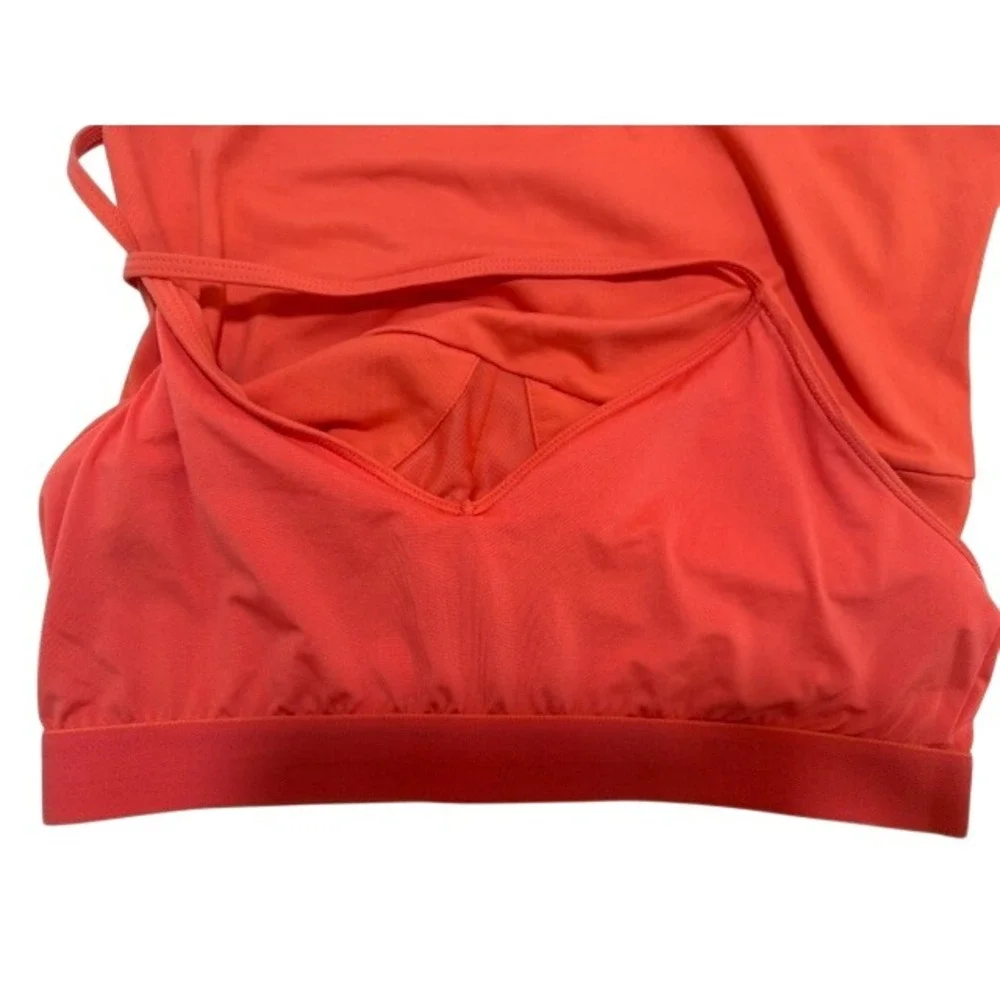 Alo Yoga Coral Spaghetti Strap Tank Top V-Neck Mesh Inset Women's Size L